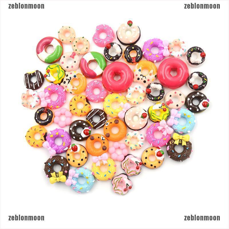 moon.vn Set 10 bánh donut mini bằng nhựa resin dùng trang trí nhà búp bê xinh xắn ☀$