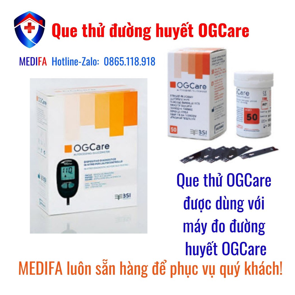 [Hàng CH, Giá đại lý] Hộp 50 Que thử đường huyết OGCARE 50 QUE, hàng chuẩn hãng, date dài