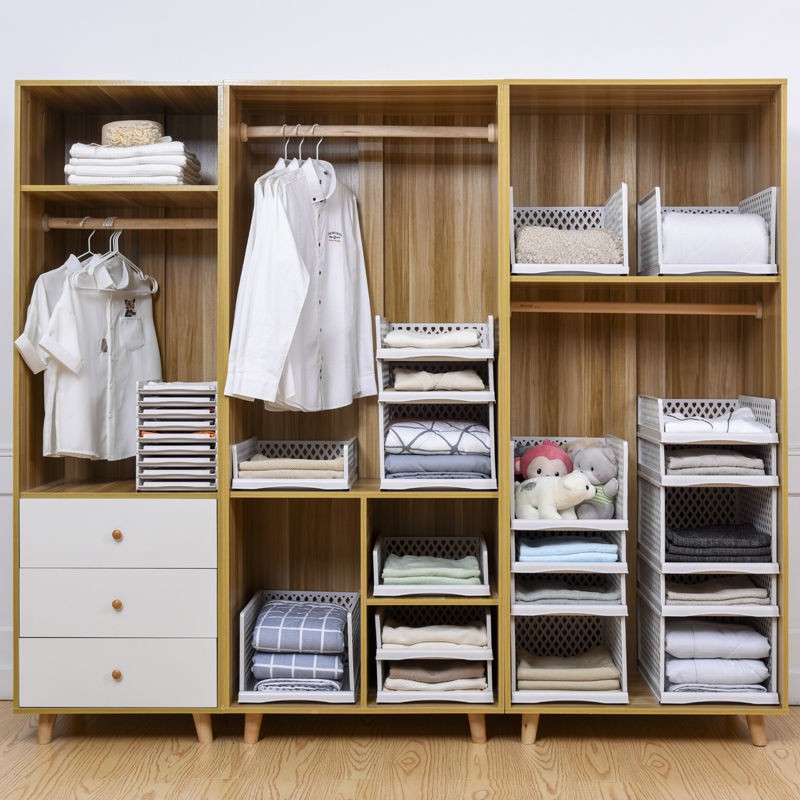 Hộp đựng quần áo, giỏ ngăn kéo, vách nhựa, tủ áo nhiều tầng, hộc để đồ, kệ