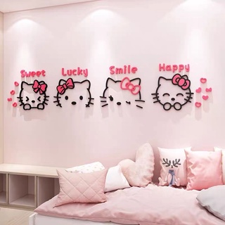 Tranh dán tường mica 3d kity 4 sắc thái trang trí phòng ngủ cho bé