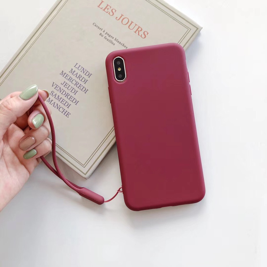 Ốp điện thoại TPU mềm màu kẹo có dây co giãn cho IPhone X XR XS max | BigBuy360 - bigbuy360.vn