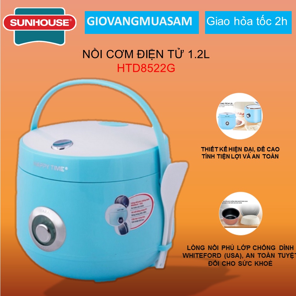 Nồi cơm điện 1.2L HAPPY TIME HTD8522G Công suất 500W Tặng kèm đầy đủ phụ kiện