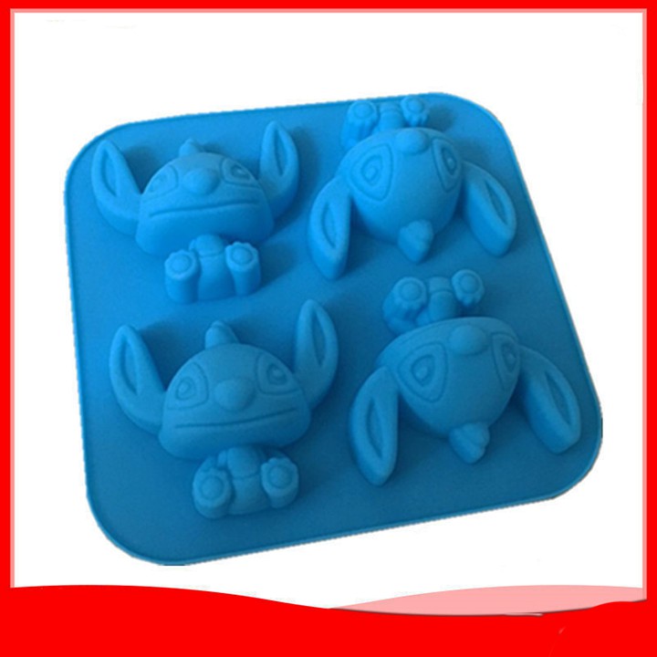 HCM - Khuôn silicon hoạt hình Stitch 4 con làm bánh nướng làm rau câu hay làm đá viên
