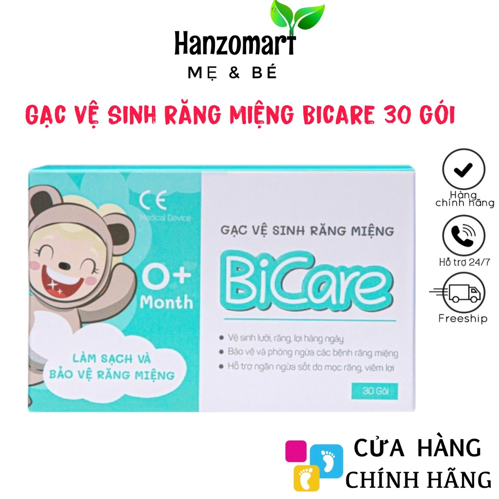 Gạc vệ sinh răng miệng Bicare / Rơ lưỡi Bicare cho bé (30 gói)