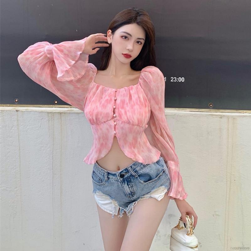 MỚI Áo chiffon tay loe dài trễ vai ngọt ngào cho nữ