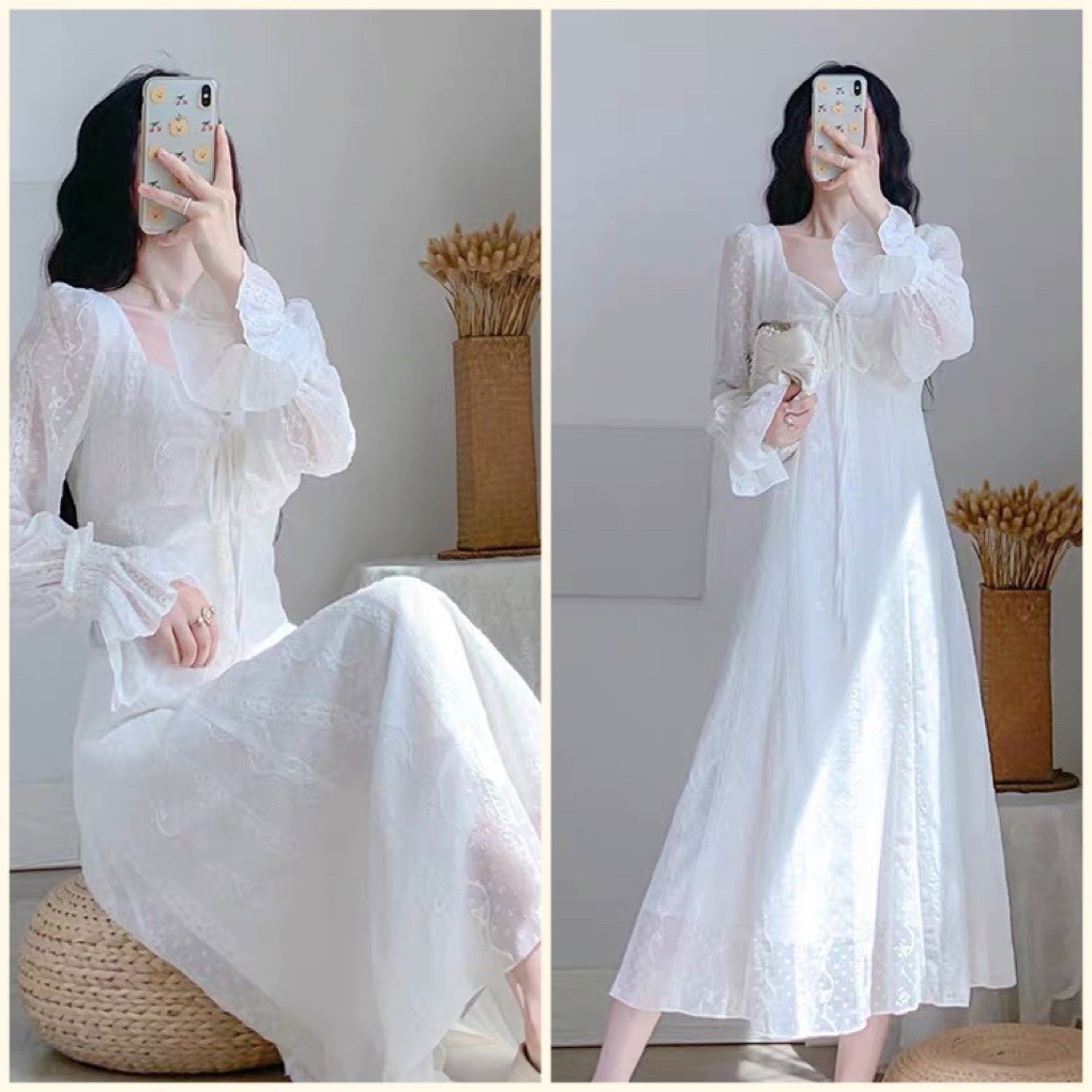 Đầm xoè Midi Ren thêu nổi tay bo tuyệt đẹp HÀNG CAO CẤP tại Xưởng may thời trang VADA - Đ31 | BigBuy360 - bigbuy360.vn
