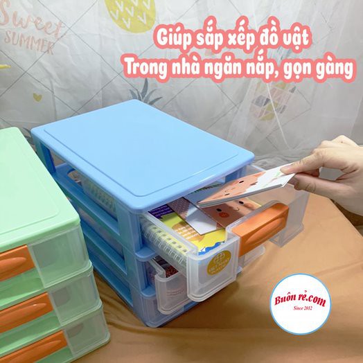 Tủ nhựa mini 3 tầng Việt Nhật đựng đồ cá nhân tiện lợi (MS: 3683) - Br 01352