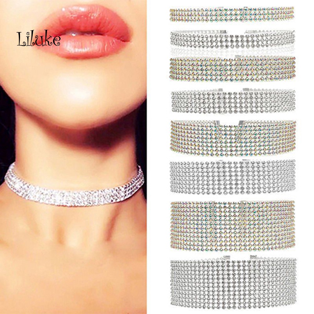 Vòng Cổ Choker Bản Rộng Đính Đá Lấp Lánh Thời Trang Dành Cho Nữ