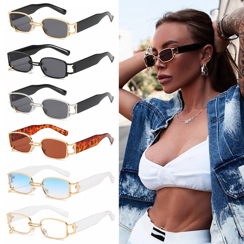 Kính Mát Gọng Chữ Nhật Nhỏ Bằng Kim Loại Chống Tia Uv400 Phong Cách Punk Cổ Điển Thời Trang Cho Nữ | BigBuy360 - bigbuy360.vn