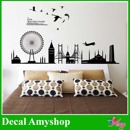 Decal dán tường ⚡ FREESHIP ⚡ Thành phố London dán trang trí tường phòng ngủ Decal AmyShop tại HCM