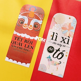 Bao Lì Xì style Bựa lẻ 1 cái thiết kế độc quyền Pom Art