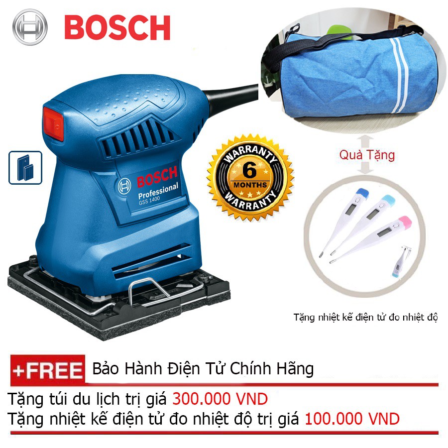 Máy chà nhám Bosch GSS 1400 + Quà tặng áo mưa