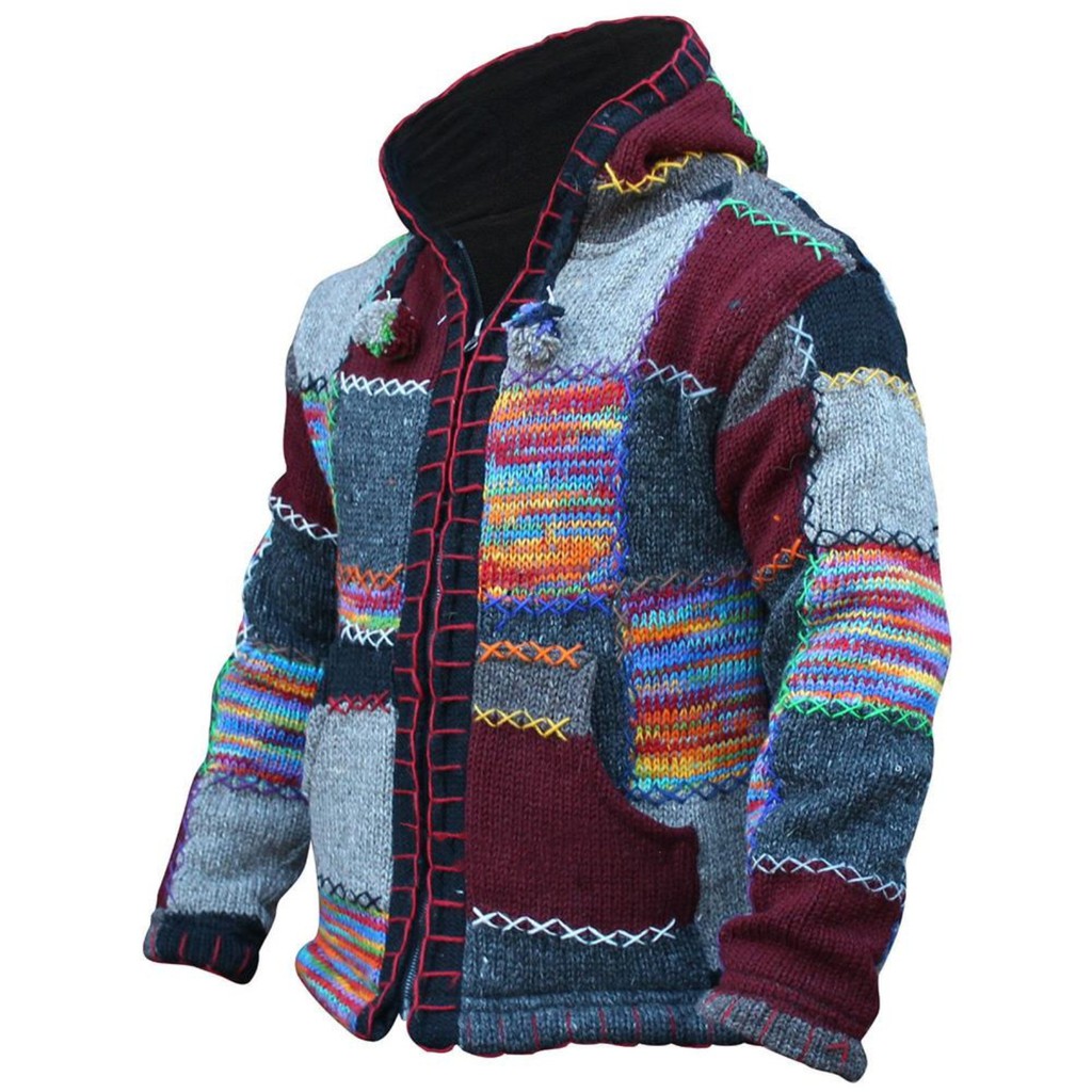 Áo Khoác Cardigan Họa Tiết Thổ Cẩm Có Túi Cho Nam