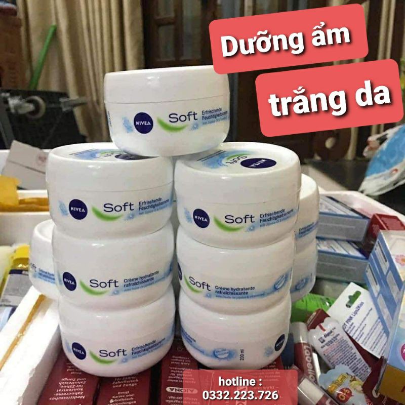 200g Kem NIVEA Soft chống nẻ dưỡng ẩm, trắng da,  toàn thân,phù hợp cho các loại da nhạy cảm