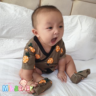 Bộ Bodysuit Yukata Cho Bé Hình Carot Nâu - Mihababy - YU_CAROTNAU