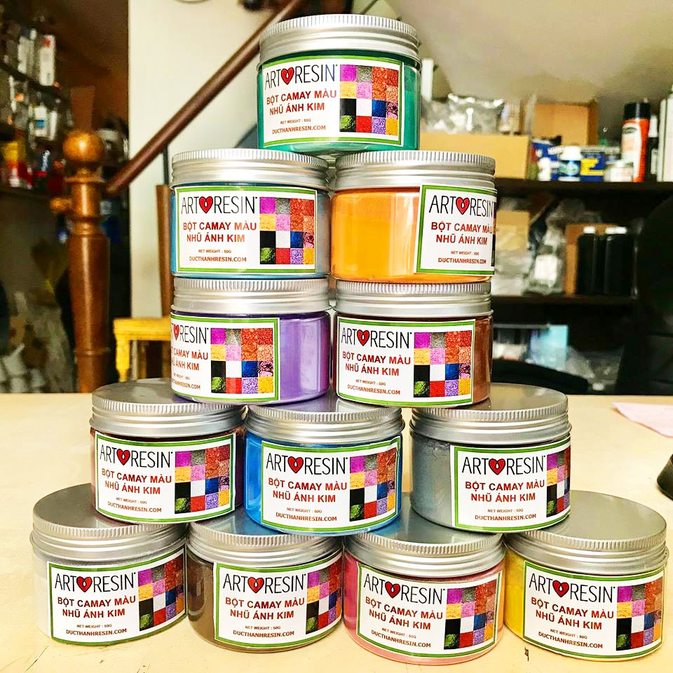 Bột camay nhũ ánh kim pha Epoxy Resin nhiều màu loại 50g