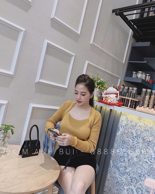 Áo len tăm cổ vuông quảng châu | BigBuy360 - bigbuy360.vn