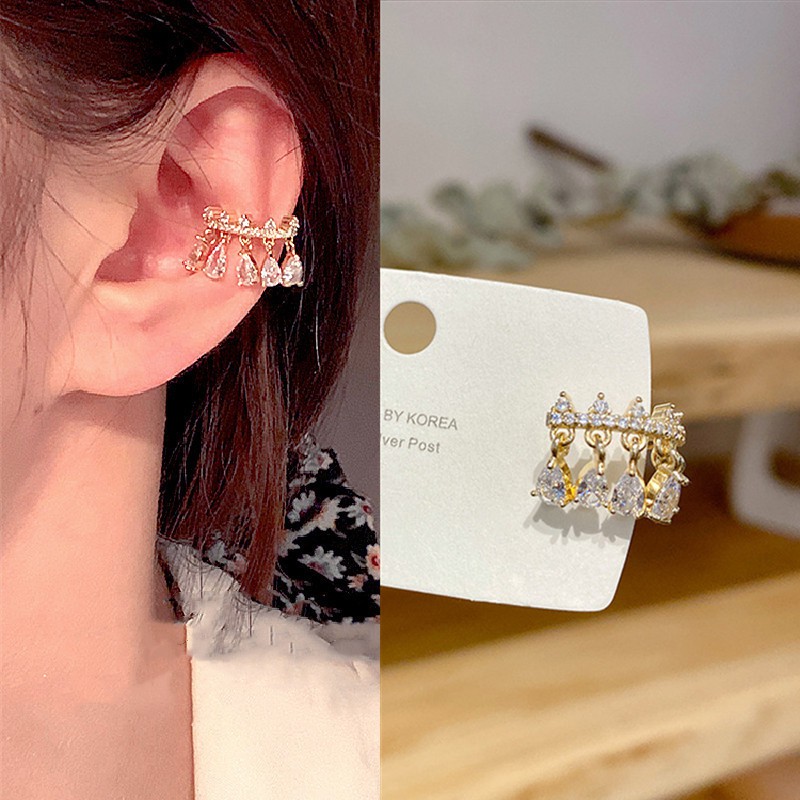 Bông Tai Vương Miện Kim Cương Pha Lê Sang Trọng Phong Cách Hàn Quốc Thời Trang Cho Nữ