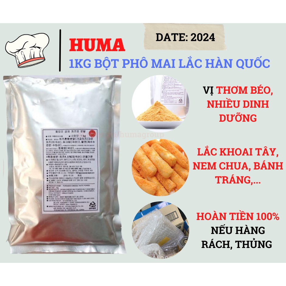 1Kg Bột Phô Mai Lắc Hàn Quốc Lắc Bánh Gạo, Khoai Tây, Khoai Lang, Gà Rán, Bắp Rang - Gói Phô Mai Bột Nhập Khẩu