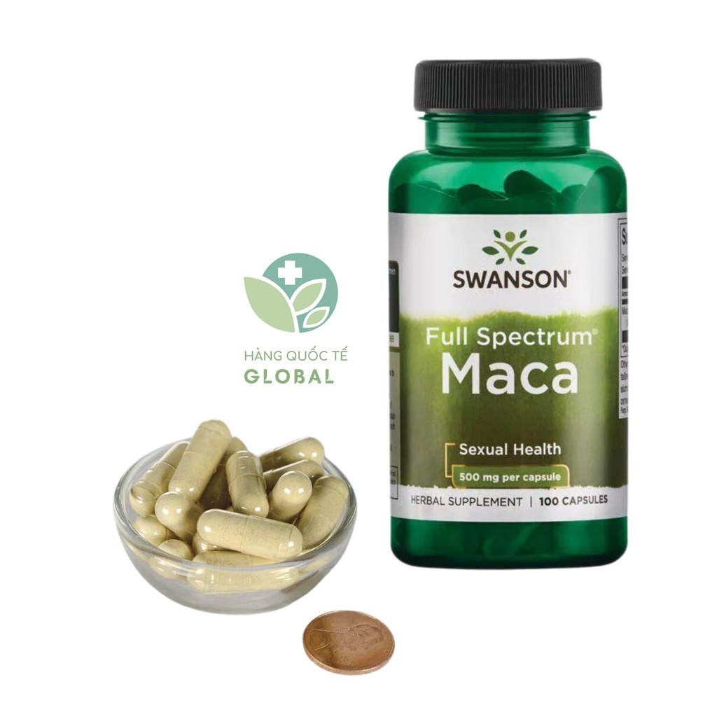 SWANSON MACA 500mg, 100 viên, Hỗ trợ tăng cường sinh lý cho nam nữ