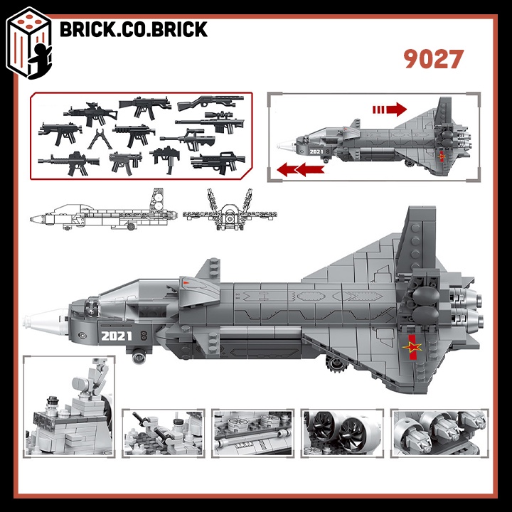 Đồ chơi Lắp ráp Máy bay Chiến Đấu Trực Thăng Vận Chuyển Fighter Jet Cargo Plane Halicopter Military 9027