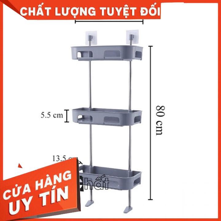 Kệ 3 tầng khung inox gắn trên nắp bồn cầu, trong phòng tắm, trong bếp [HÀNG LOẠI 1]