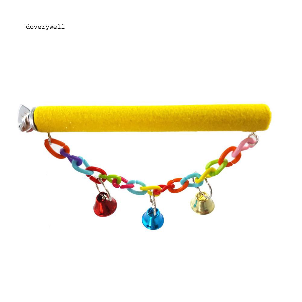 Thanh treo cho vẹt đậu bằng hợp kim và nhựa có gắn chuông nhiều màu sắc kích thước 20cm x 2cm x 14.5cm tiện dụng