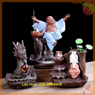 Thác Khói Trầm Hương PHI LONG PHUN CHÂU tay cầm Ngọc Rồng - Dùng tĩnh tâm, thiền định, cầu bình an, may mắn, tài lộc .