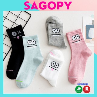 Tất nữ nam cổ cao cute Kính cận, vớ nam nữ cao cổ dài phong cách Vintage hàn quốc giống tất trắng nike chống hôi chân