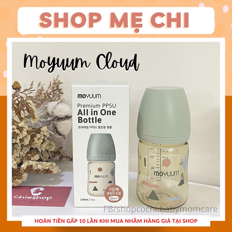 Bình sữa Moyuum bản mây cloud 170/270ml cho bé núm 3,4 siêu mềm nội địa hàn quốc ppsu chịu nhiệt tốt