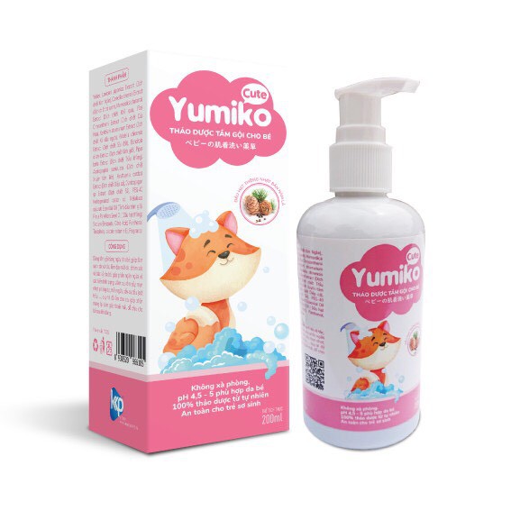 Nước Tắm Thảo Dược Yumiko Cute Cho Bé Giúp Ngăn Ngừa Và Giảm Các Vấn Đề Về Da 200ml