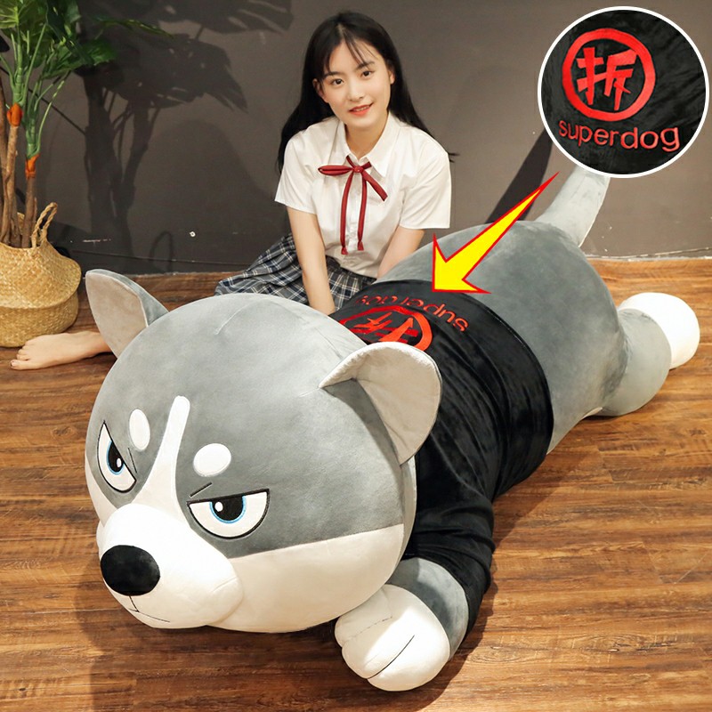 Gấu Bông Chó Husky  Siêu To  Co Dãn  Kích Thước 1m7 Gấu Bông Hama