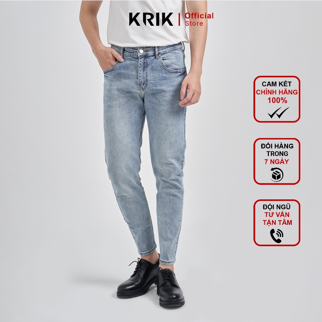 Quần Jean Nam Chất Bò Đẹp Local Brand KRIK Dáng Slimfit Hàn Quốc Basic QJ0028