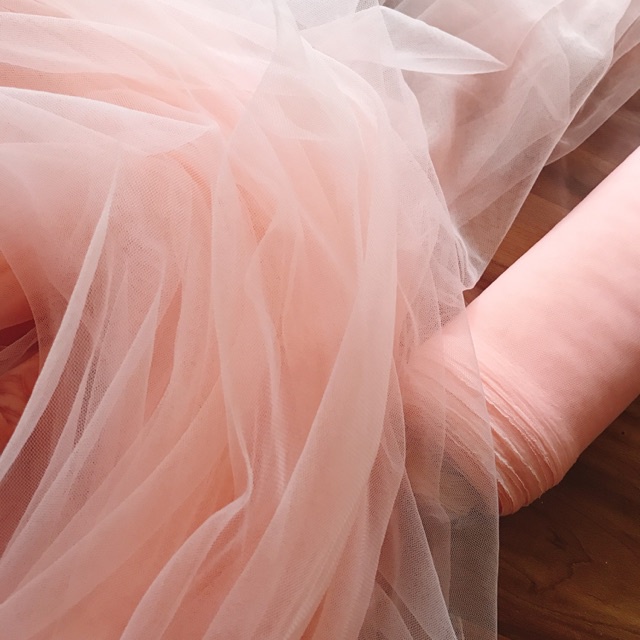 Vải voan, vải lưới mềm may váy công chúa, may khăn trang trí sinh nhật siêu đẹp, đáng yêu màu hồng cam