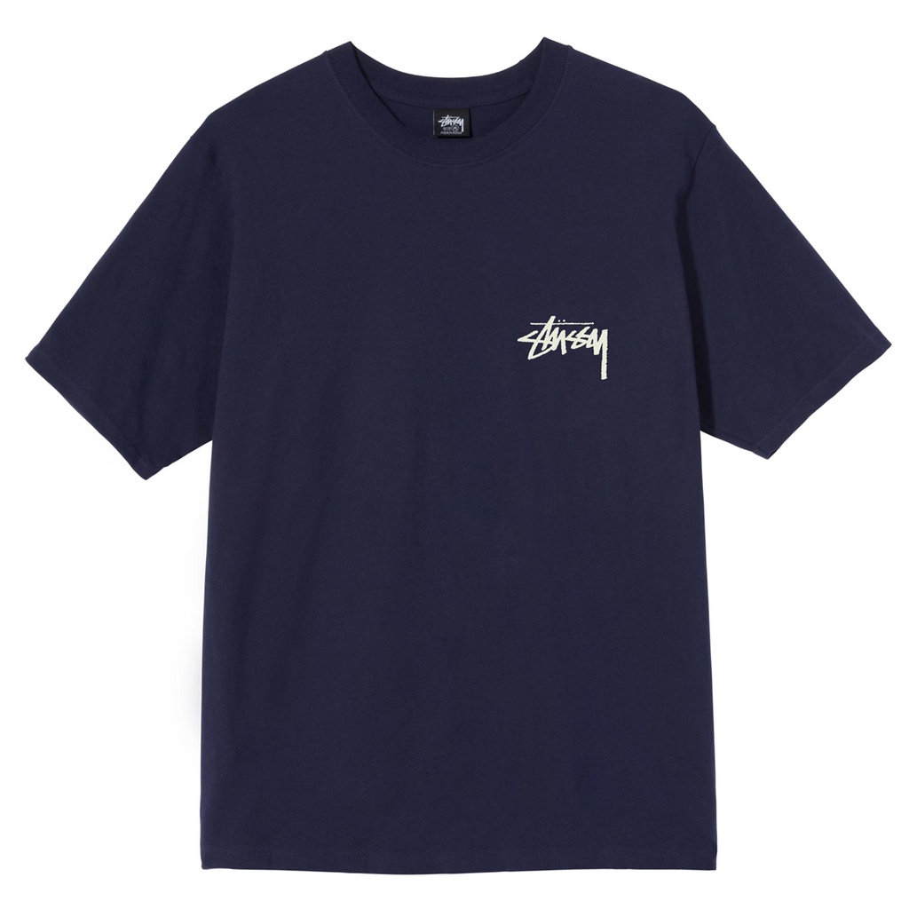 Áo thun tay ngắn dáng rộng in chữ Stussy đính đá phản quang thời trang cho cặp đôi