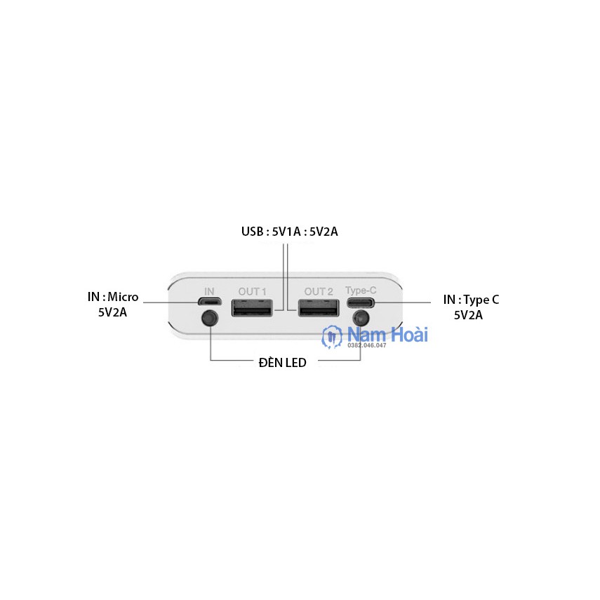 Box sạc dự phòng 10 cell màn hình Led 5V2A hiển thị có lò xo không pin - Nhắn tin cho shop màu quý khách yêu cầu