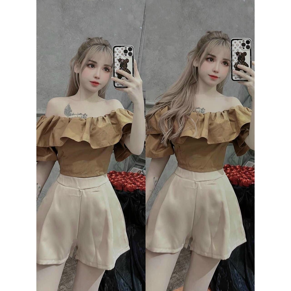 sét bộ đùi áo kiểu bèo bệt vai