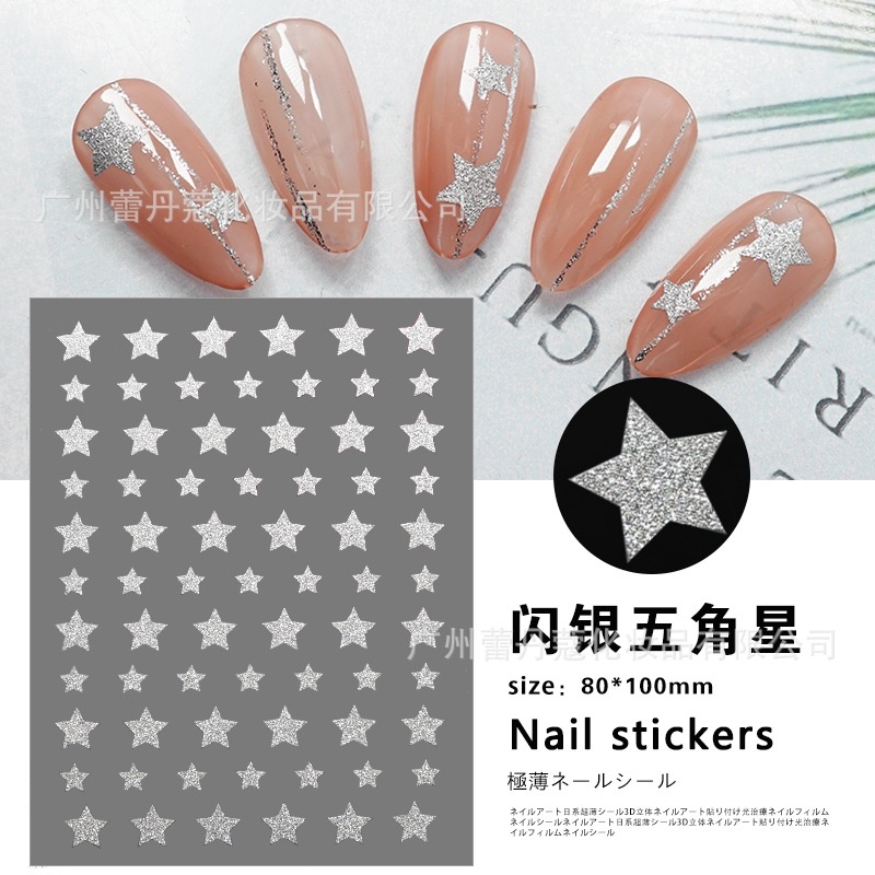 Sticker dán móng nail, Stick nhũ flash đủ mẫu siêu HOT móng đẹp lung linh