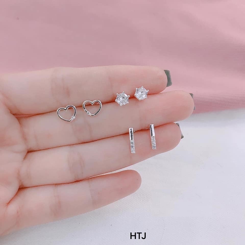 Bông tai nhiều mẫu, bông tai bạc kiểu dánh nhẹ nhàng cho các chị e, sắc nét như ảnh