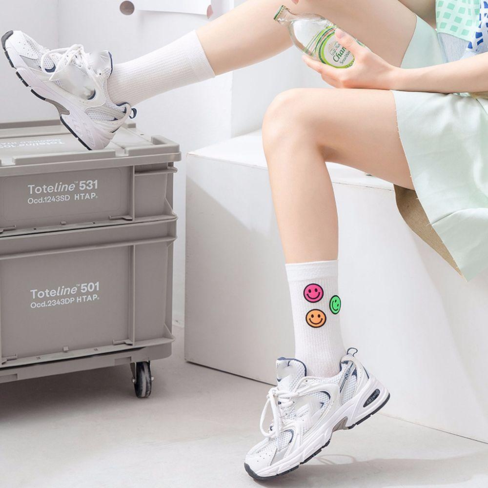 Vớ Cotton Cổ Trung In Họa Tiết Hoạt Hình Đơn Giản Ngọt Ngào Cho Nữ