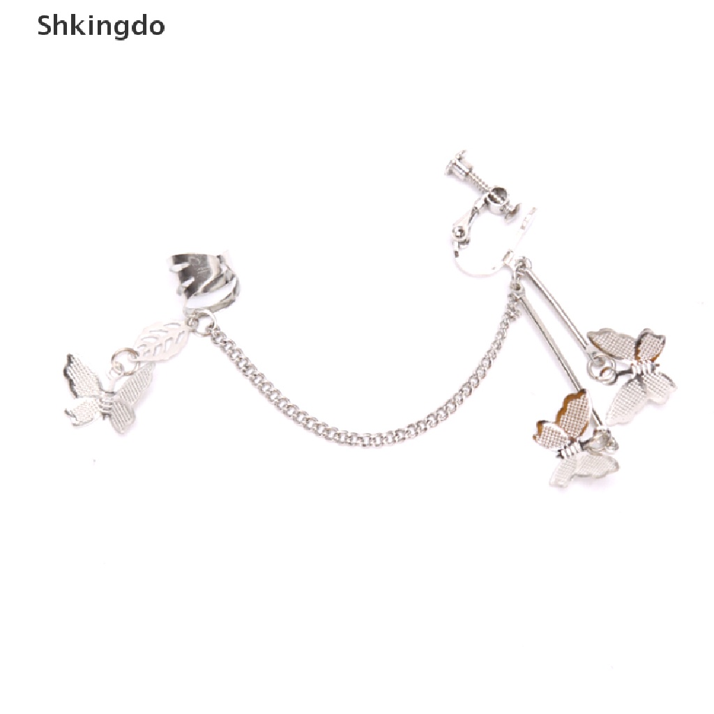 1 khuyên tai dáng dài hình bướm phong cách Harajuku cho nữ