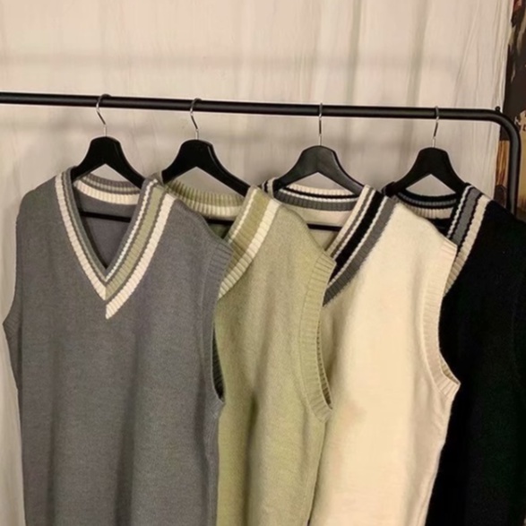 Áo len nam không tay cổ chữ V dáng rộng phong cách hàn Quốc xe tăng cho và nữ bigsize fashion áo len dệt kim áo vest unisexáo cặp áo không tay sweater