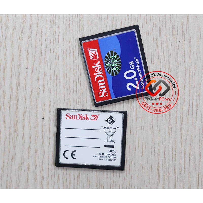 Combo thẻ nhớ CF Card SANDISK 2GB + Áo thẻ nhớ CNC + đầu đọc thẻ CF USB chuyên dụng