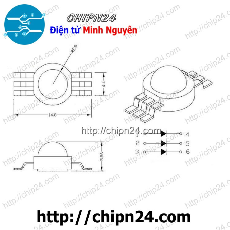 [1 CON] (KG1) Led 3W RGB Luxeon
