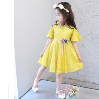 Váy ren phối hoa nổi cao cấp, dáng xoè