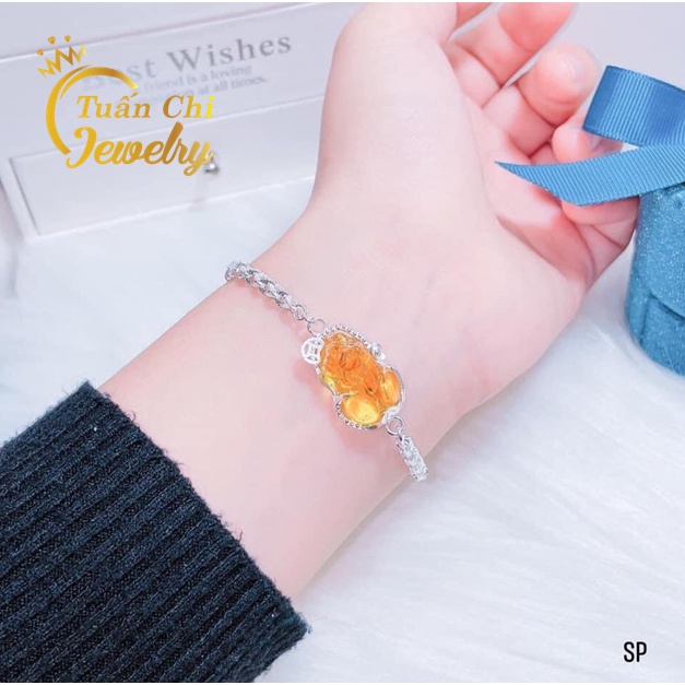 FREESHIPLắc Tay Nữ - Vòng Tay Tỳ Hưu Bạc, Kết Hợp Đá Phong Thủy Tài Lộc
