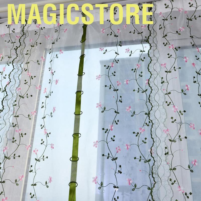 Magicstore curtains salon Tulle Yarn Screen Curtains Chrysanthemum Sheer Drape for Living Room Window Decor blackout