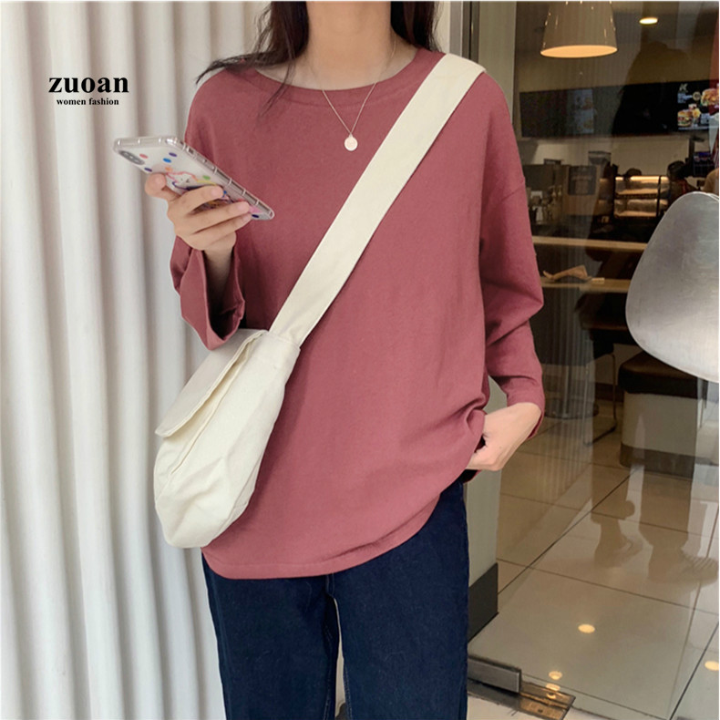 Áo thun nữ SUXI tay dài màu trơn Hàn Quốc