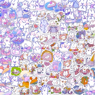 Zanmo set 100 miếng hình dán sticker thỏ đáng yêu chống thấm nước