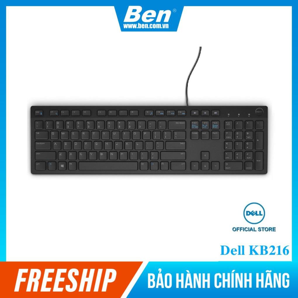 Bàn Phím Có Dây Dell KB216 - Đen - Hàng Chính Hãng
